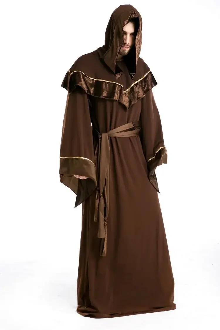 Fantasia de padre medieval para homens, Feiticeiro Cosplay, Veste de monge antigo, Purim adulto, Festa de Halloween, Fantasia