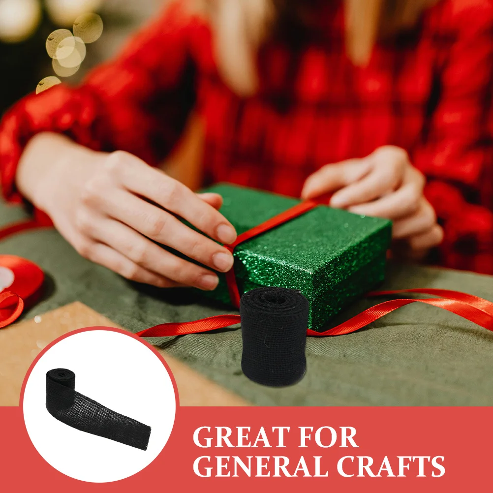 

COHEALI Christmas Candy Ribbon Burlap Table Runner Rustic Black Vintage Decorative Roll Packing Belt Hessian