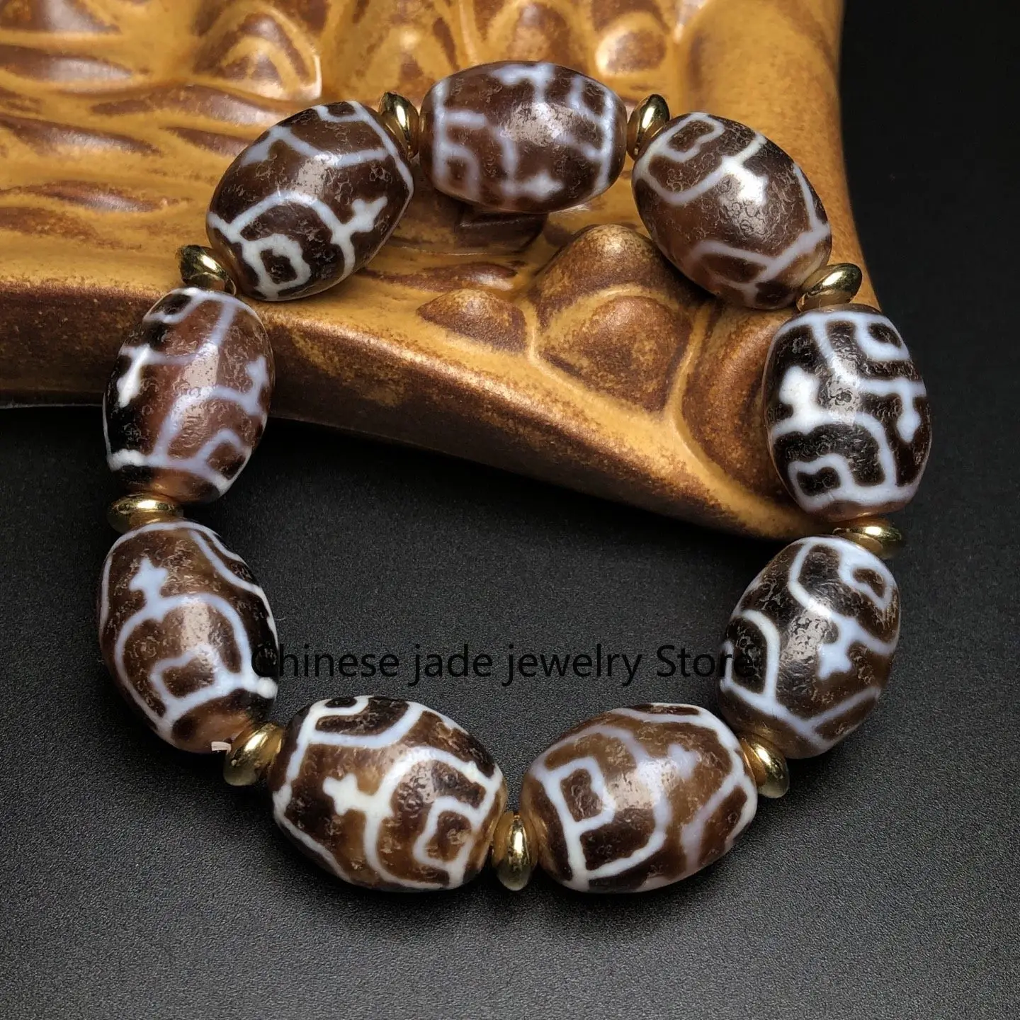 High oil-coated agate bottle dzi bead bracelet, Duobao bracelet, Fonian accessories pendant, bead partition 17 * 22mm