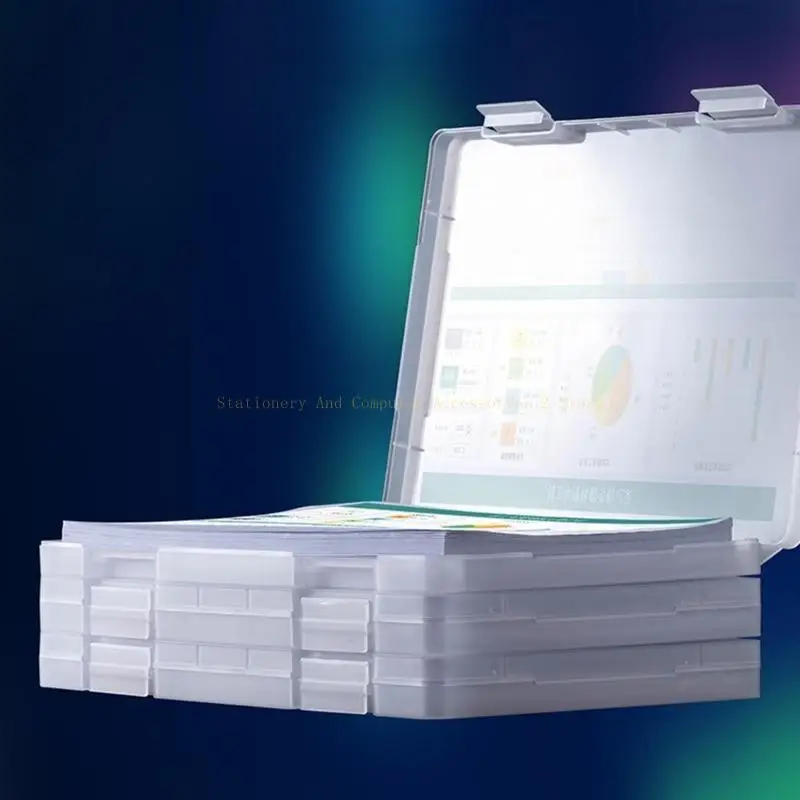 

Clear Storage Box Desk Paper Magazine Container with Buckle File Protector for Case for Office Business Sch