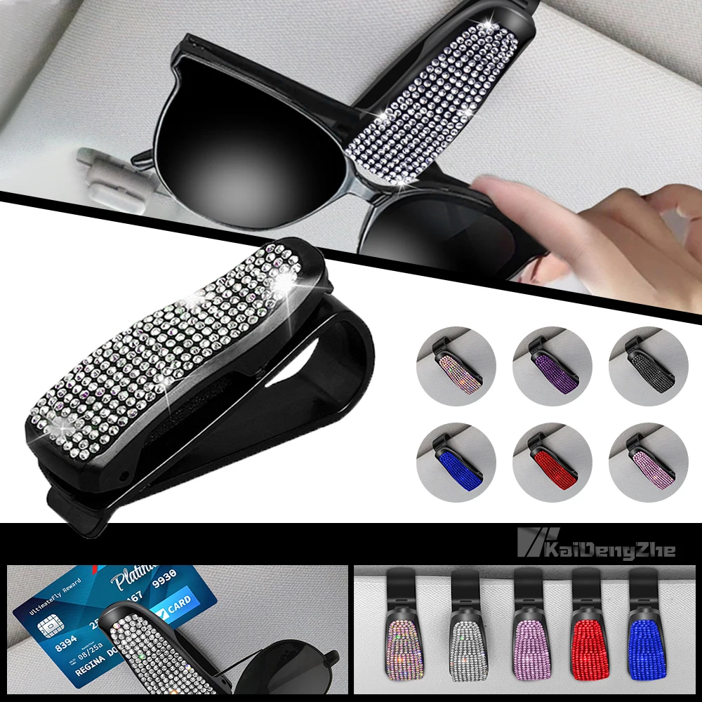 1PC Universal Multi-Functional Car Glasses Clip With Rhinestone For Woman Decoration Vehicle Sun Visor Sunglasses Holder Clip