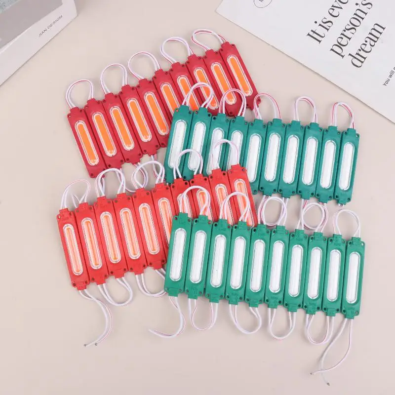 

10 шт. гибких светодиодных модулей COB 12/24В, разноцветные, для подсветки баннеров, водонепроницаемые IP65, теплый белый свет, декоративные светильники COB