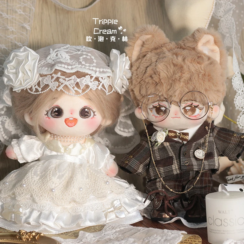 

Handmase 4pc 20cm Doll Clothes Romantic Palace Gorgeous Western-style Coat Shirt Vest White Wedding Dress Cos Gift No Doll