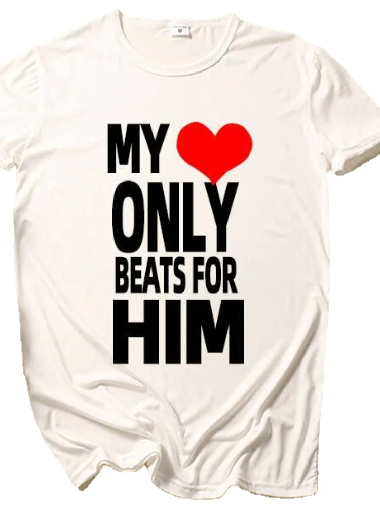 My Only Beats for Her. Monogram Printed T-shirt Summer Short Sleeve T-shirt for Men and Women Hoodies Women  Clothes  Sweatshirt