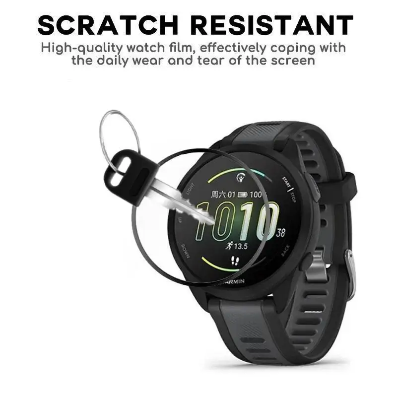 3 uds Protector de pantalla de borde curvo 3D para reloj inteligente Garmin Forerunner 165 película protectora antiarañazos de cubierta completa