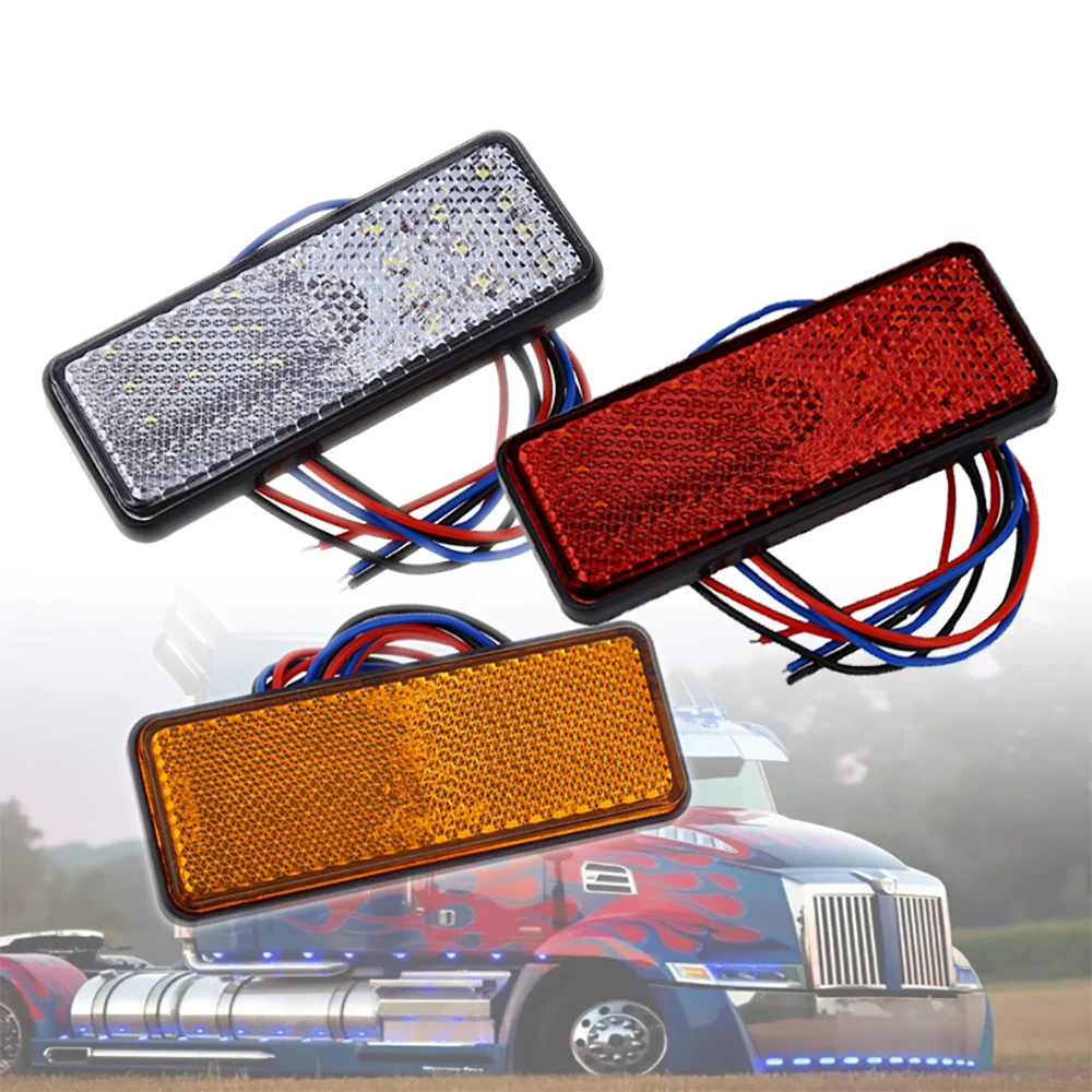 NEW 12V 24LED Rectangle Motorcycle Reflector Tail Brake Turn Signal Light Lamp Car/ATV LED Reflectors/Truck Side Warning Lights