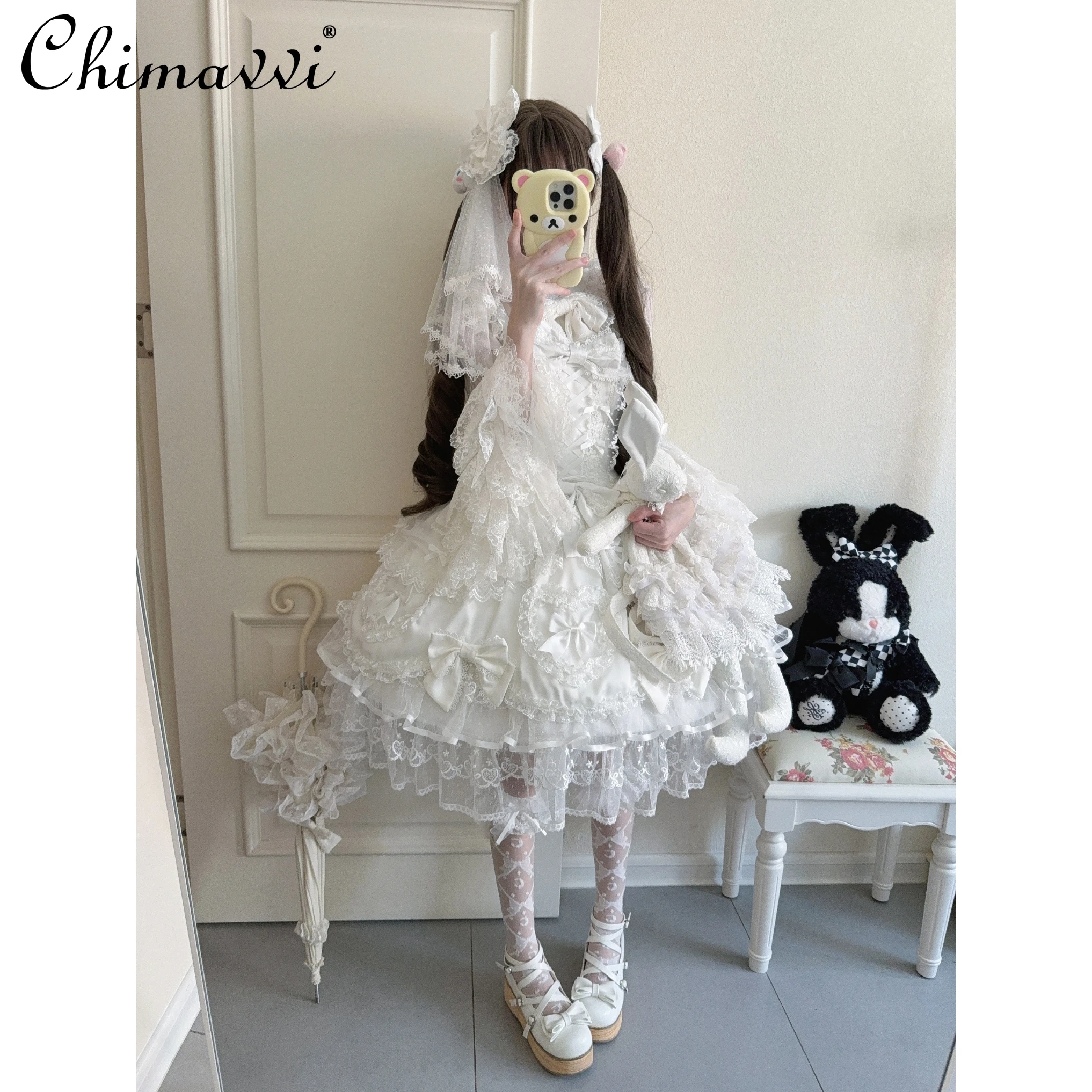 Robe de princesse Lolita JSK à bretelles pour filles, poupée originale, Super féerique, nœud mignon, taille haute, fête d'anniversaire, robes LO élégantes pour femmes