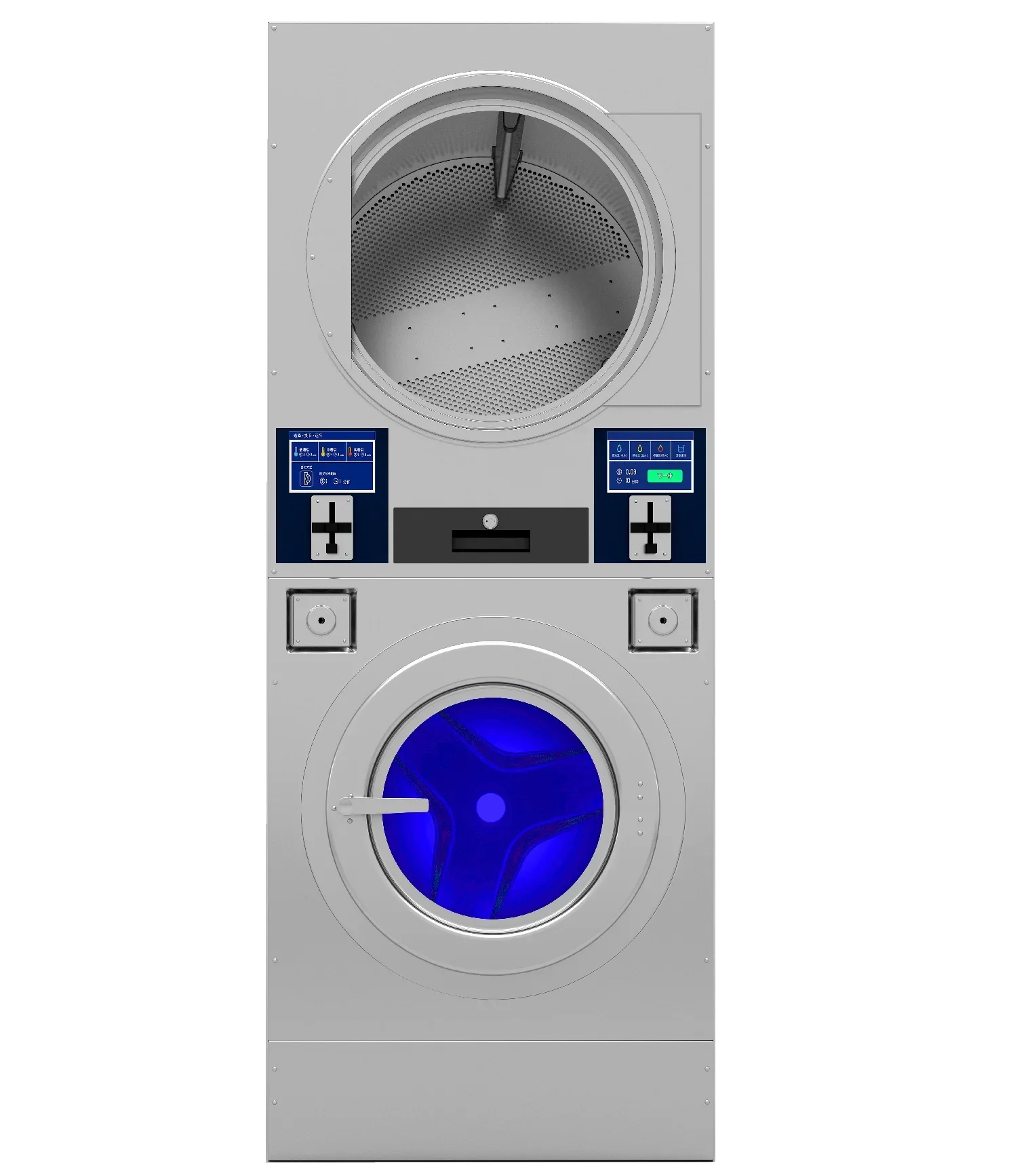 Washing Machine, Washer-Dryer, Industrial, Fully Automatic, Coin Operated, Stacking 16 KG