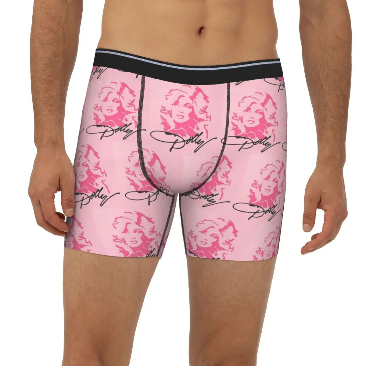 

Dolly Parton Pink Sparkle Long Boxer Underpants Short Male Panties Ventilate Underwear for Homme Man Boyfriend Gift
