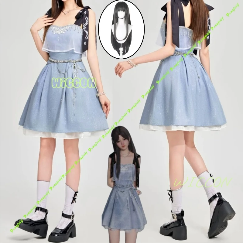 زي كاليب لوف آند ديب سبيس التنكري فستان قصير أزرق بدلة للزوجين للنساء والفتيات ملابس مخصصة لحفلات الهالوين