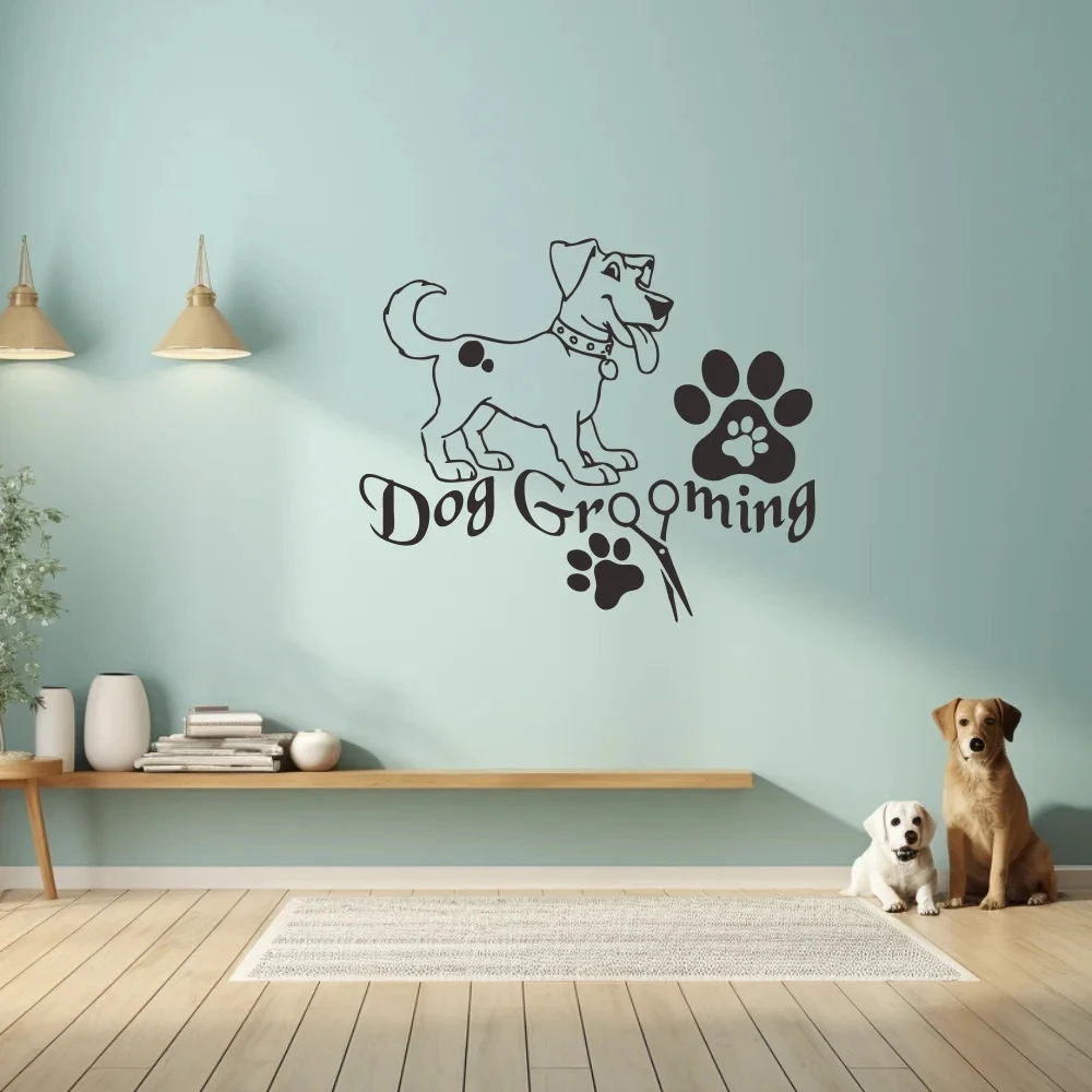 

1 pc for Pet Shop Dog Grooming with Dog Paw Prints waterproof Wall Stickers Modern Fashion Wall Sticker Decoration Accessories