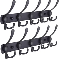 1pc Coat Rack Wall Mounted - 5 Tri Hooks, Heavy Duty, Metal Coat Hook Rail for Coat Hat Towel Purse Robes Mudroom