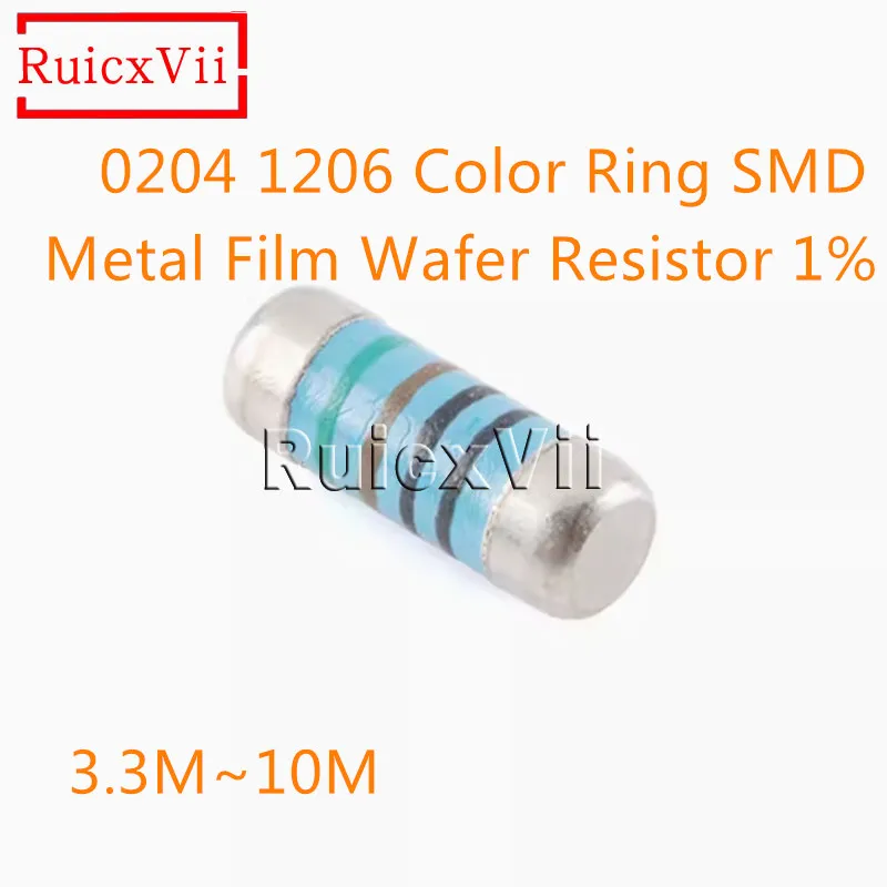 

200pcs 0204 1206 Color Ring SMD Metal Film Wafer Resistor 1% 3.3M 3.6M 3.9M 4.3M 4.7M 5.1M 5.6M 6.2M 6.8M 7.5M 8.2M 9.1M 10M