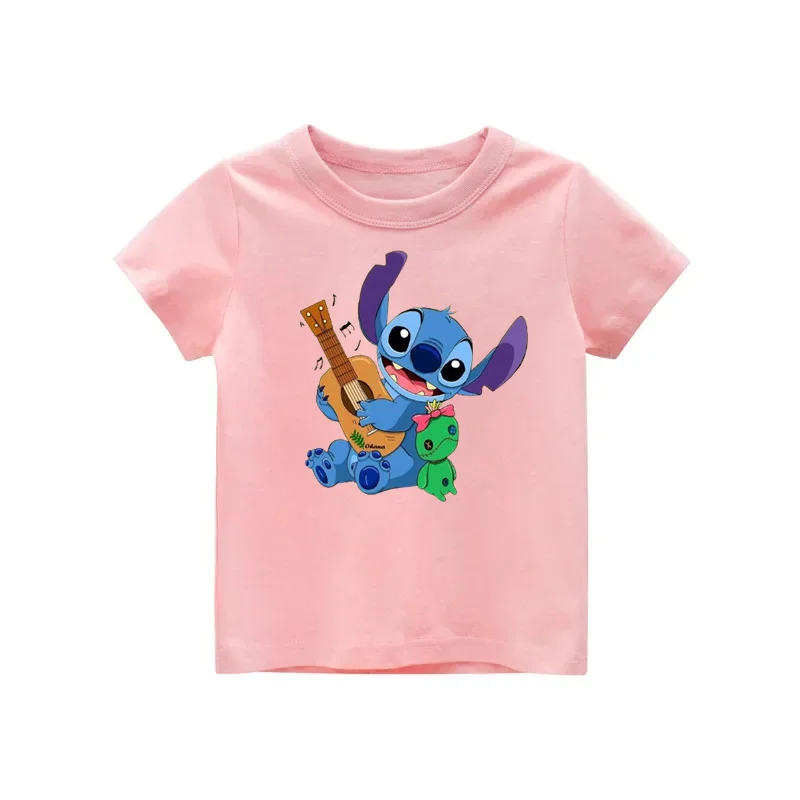 

Fashionable children's T-shirts, new T-shirts for boys and girls, casual T-shirts for girls, Stitch printed T-shirts