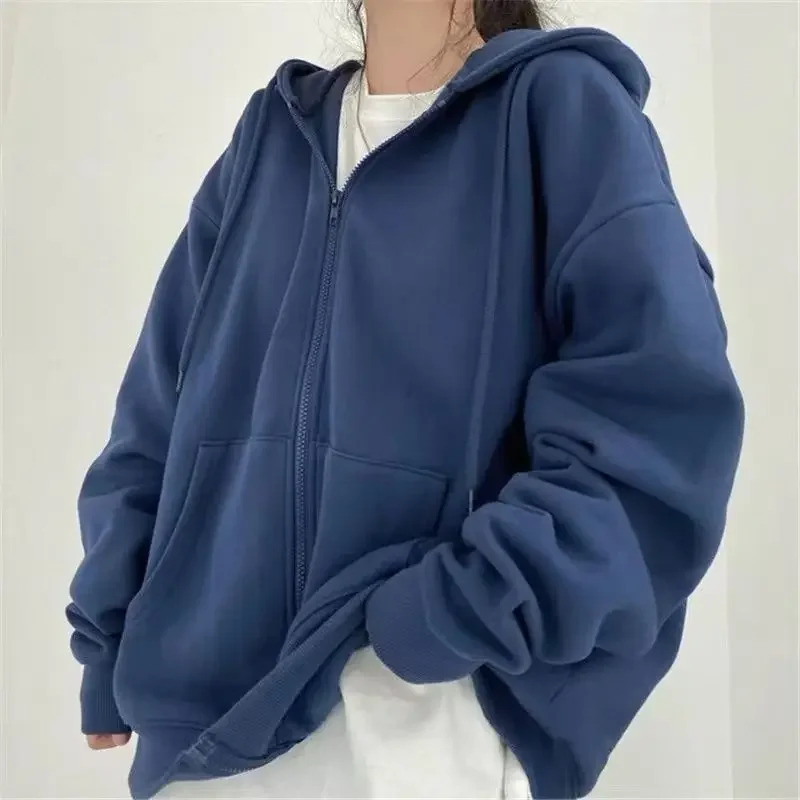 ผู้หญิงHoodies Harajukuเกาหลีรุ่นหลวมขนาดใหญ่เสื้อฤดูใบไม้ร่วงหญิงแขนยาวHooded Streetwear Casual Top