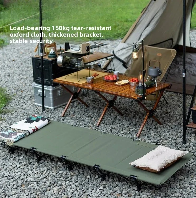 Portable Lightweight Aluminum Cot Foldable Outdoor Camping Bed Vehicle Nap Rest Sack For Office Daily Use