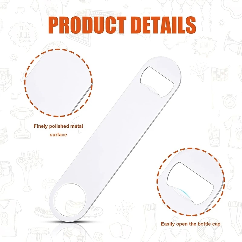 10 Pcs Sublimation Blank Bottle Opener Stainless Steel Flat Bottle Opener For Restaurant Custom DIY Sublimation Photo