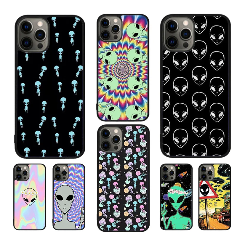 Alien Martian UFO Mobile Phone Cases Cover For iPhone 16 15 14 12 13 mini 11 Pro MAX apple 6 7 8 Plus SE2020 Coque