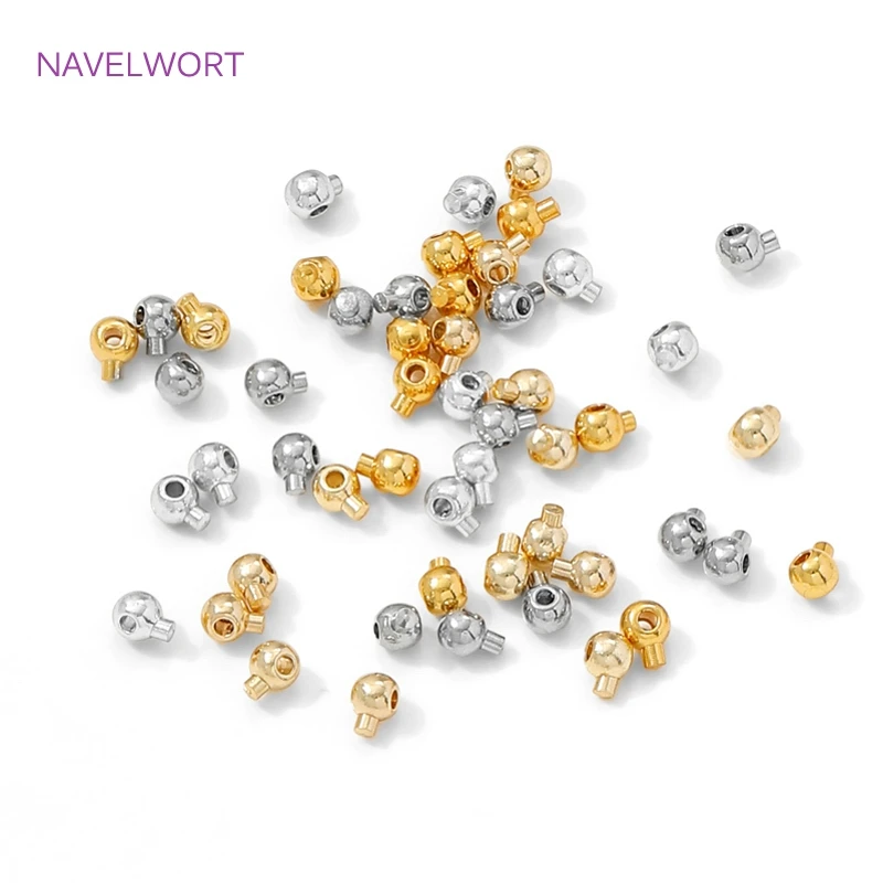 18 Karat vergoldete runde Crimp-Endperle, Messing-Crimp-Perlen für Schmuckherstellung, Lampen für Schmuck, DIY-Armbänder Zubehör – Detail 29
