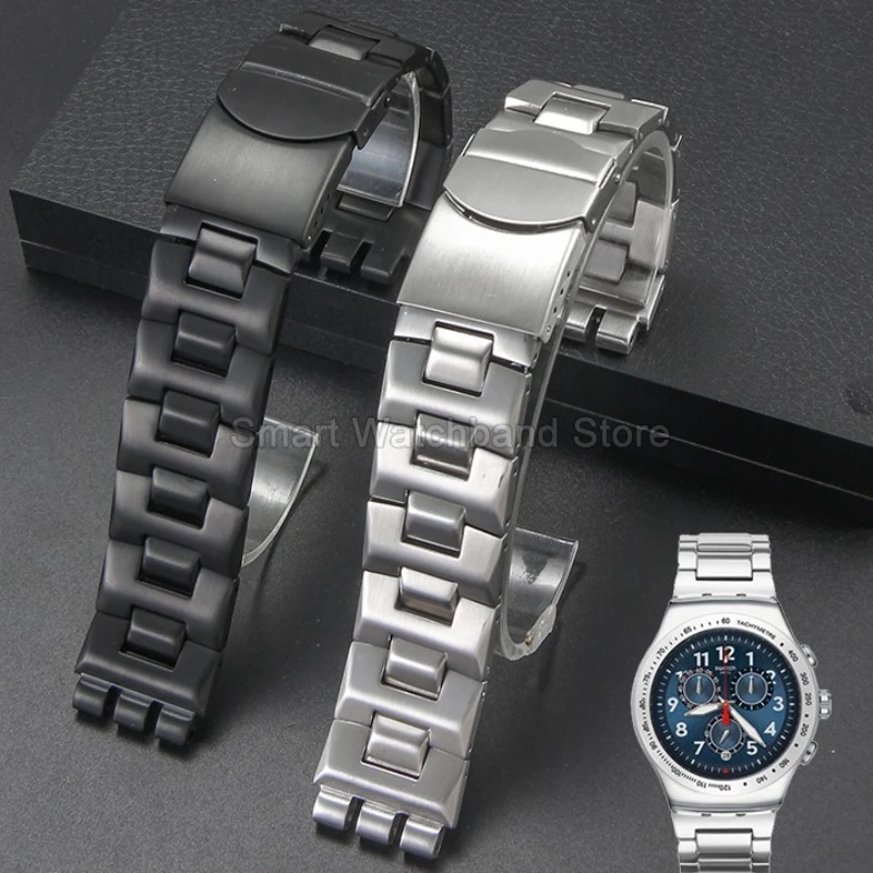 Cinturino in acciaio inossidabile resistente all'usura per cinturino nero Swatch Artigianato di precisione Interfaccia convessa concava Fibbia pieghevole