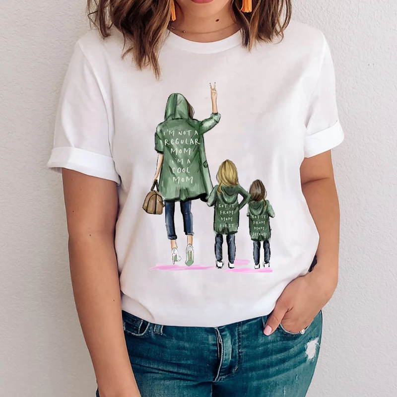 Women Graphic Printing Cartoon 90s Fashion Girl Daughter Mom Mama Mother Vacation Tops Clothing Tees Print Wear Tshirt  T-Shirt