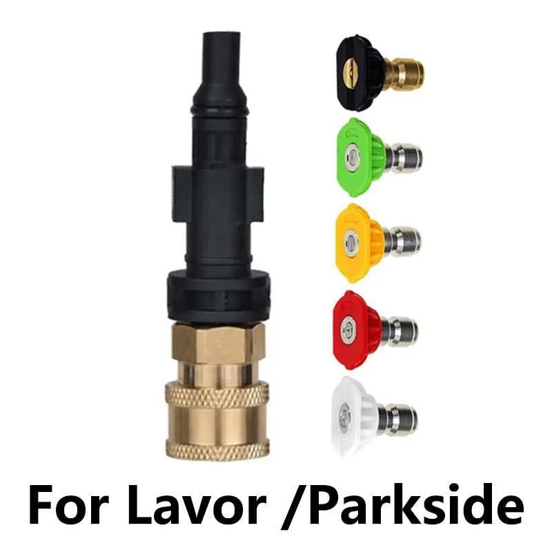 Adaptador de pistola de água de alta pressão, conexão rápida, peças de arruela de 1/4 "com bico de spray para Lavor Sterwins Parkside 4000 PSI