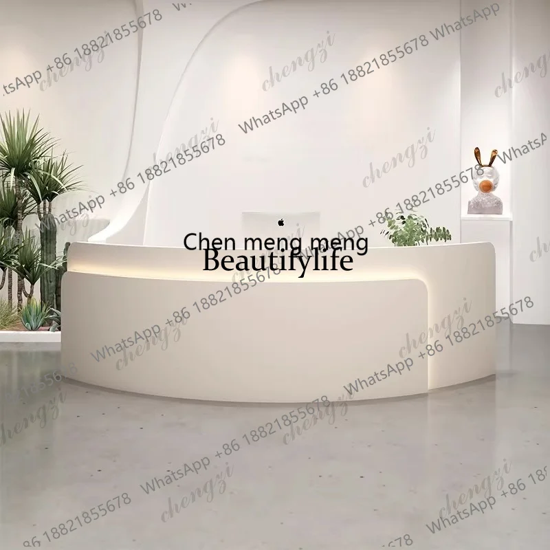

EE182 High-End Curved Cashier Counter Simple Modern Clothing Store Beauty Salon Reception Desk Office Furniture balcao