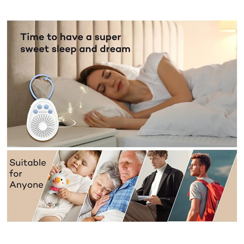 ABSQ-White الضوضاء آلة الصوت المحمولة آلة نوم الطفل 20 الحصري النوم المعونة الموسيقى بطارية قابلة للشحن كابل يو اس بي