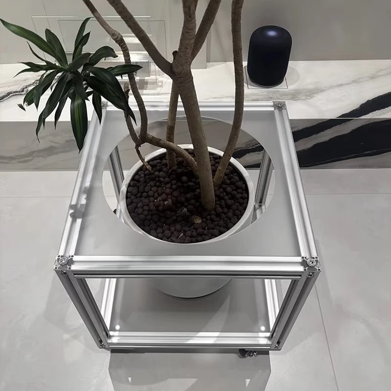 Aluminum Pot Storage Holders Portable Garden Storage Racks Multifunctional Potted Plant Cart Creative Flowerpot Display Stand