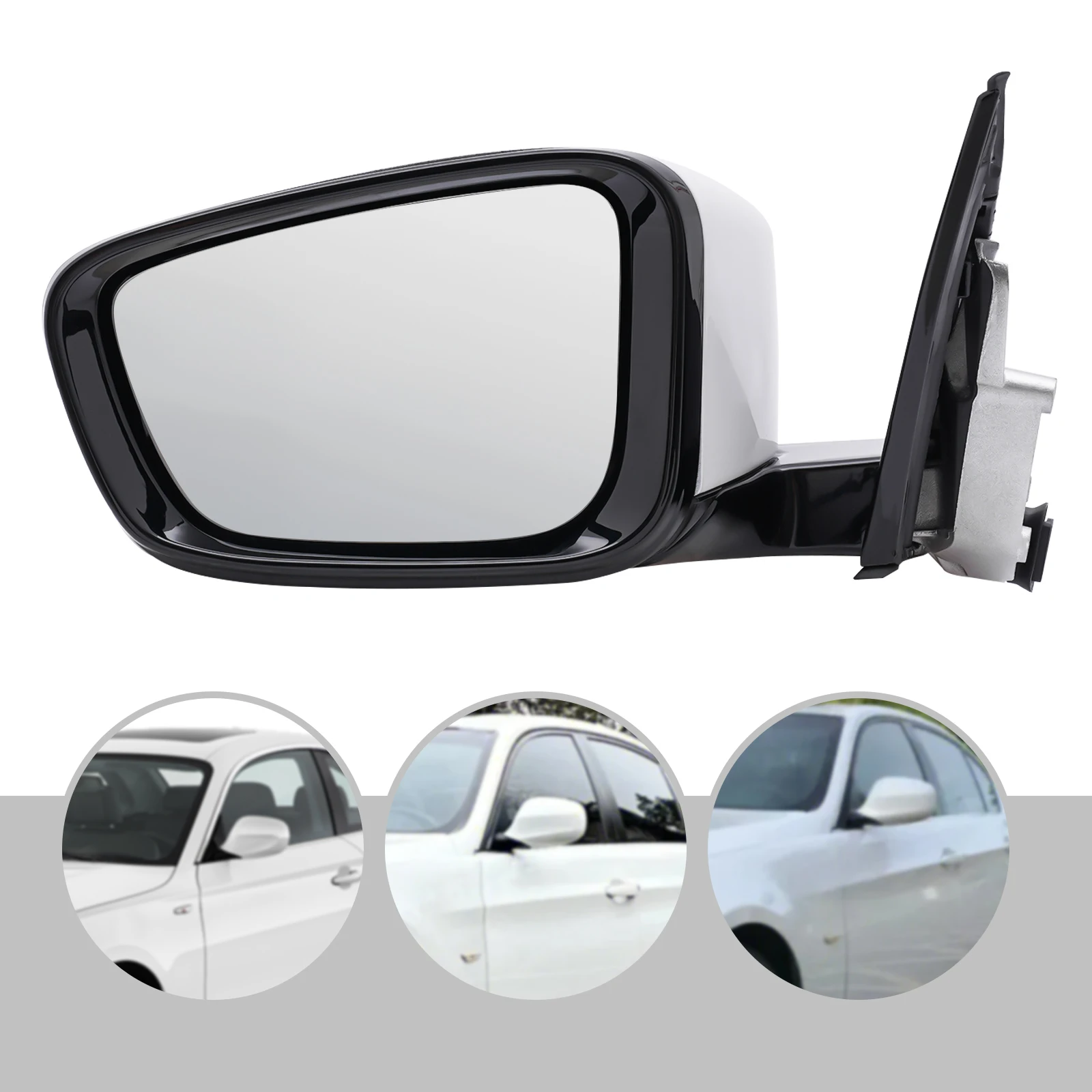 White Rear View Mirror 5 Pins Fit BMW 3SERIES 2019-2023 w/Turn Signal LED Driver Left Side