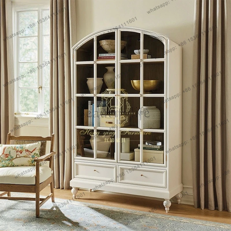 

American all solid wood dining side cabinet wine cabinet integrated against the wall kitchen living room cupboard log storage