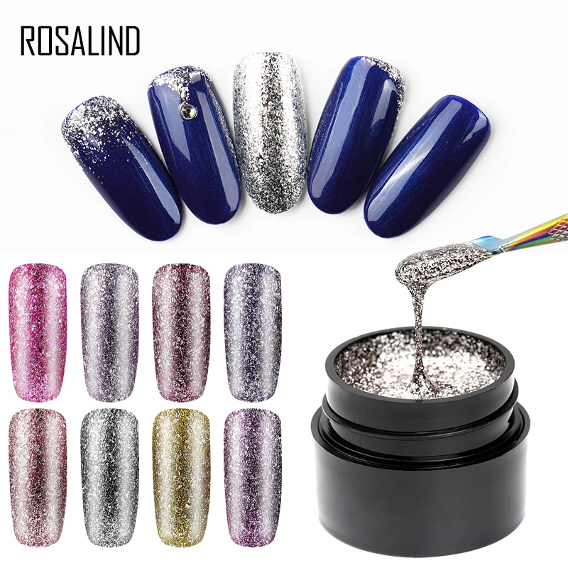 ROSALIND Nail Gels Shiny Rainbow Gel Nails Platinum Diamond Nails Art For Manicure Nail Gel Colors UV/LED Lamp Gel Nail Polish