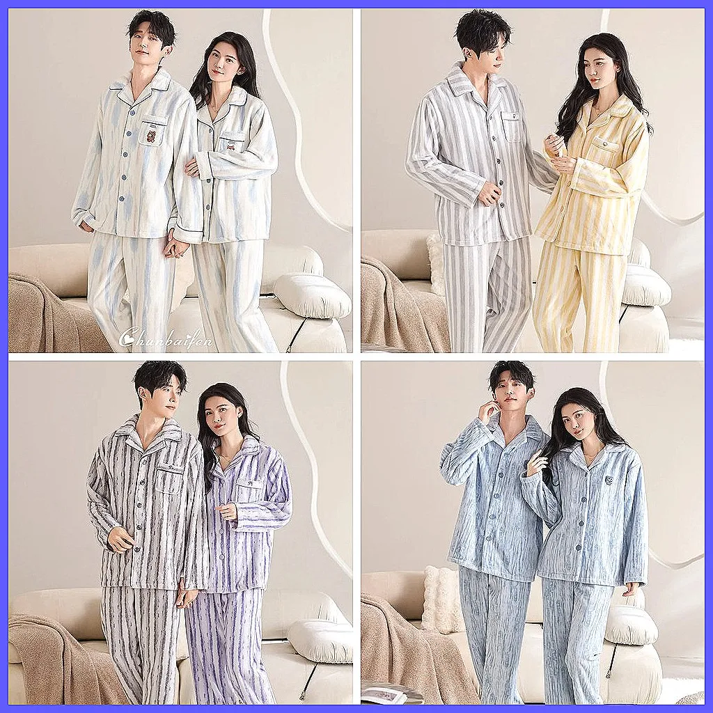 

Couple Pajamas Set, Matching Long Sleeve Sleepwear for Women & Men, Comfortable Home Loungewear