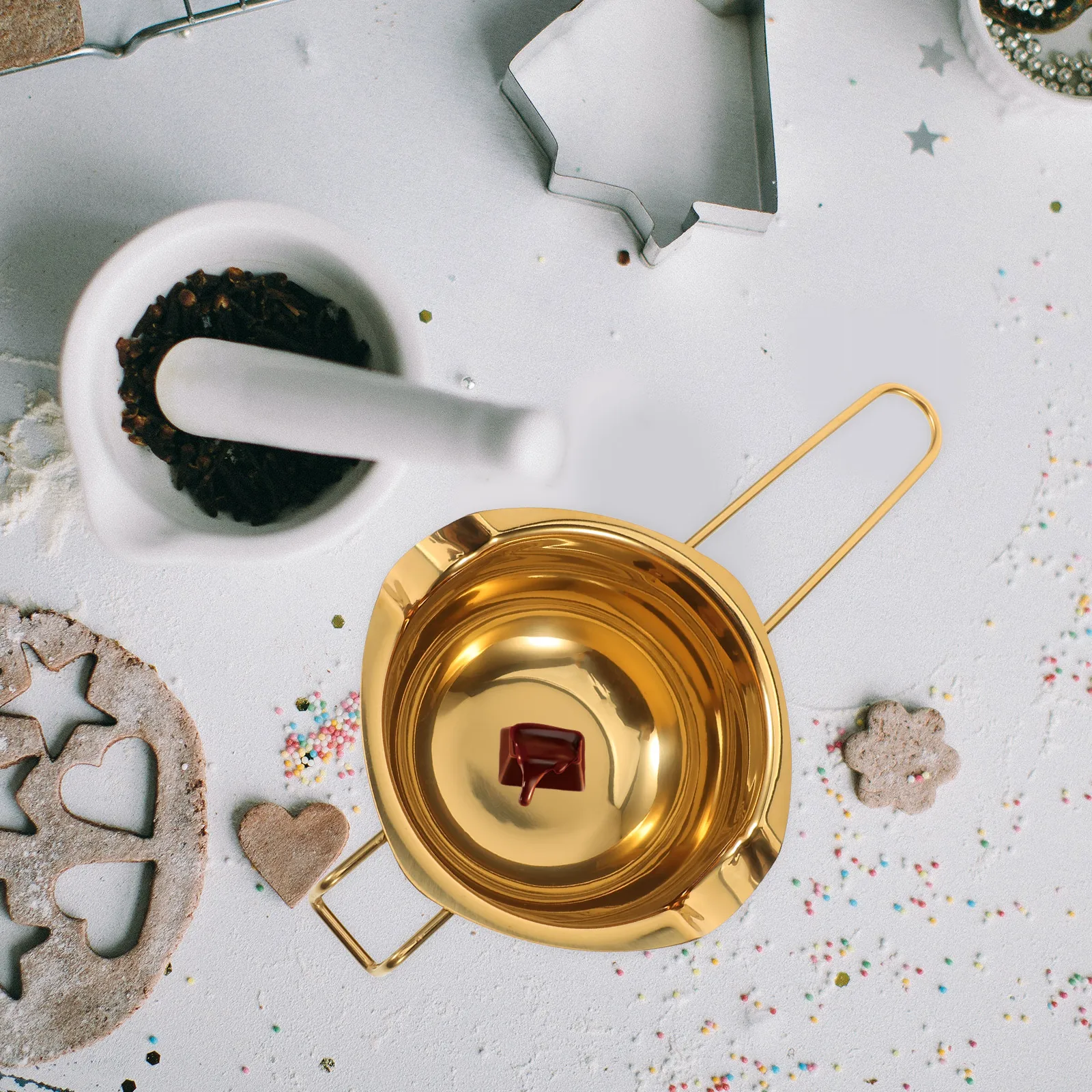 

Chocolate Melting Bowl Butter Wax Holder Lightweight Metal Pot Easy Clean Baking Gadget Fit Sauce Pans Cheese Candy Making