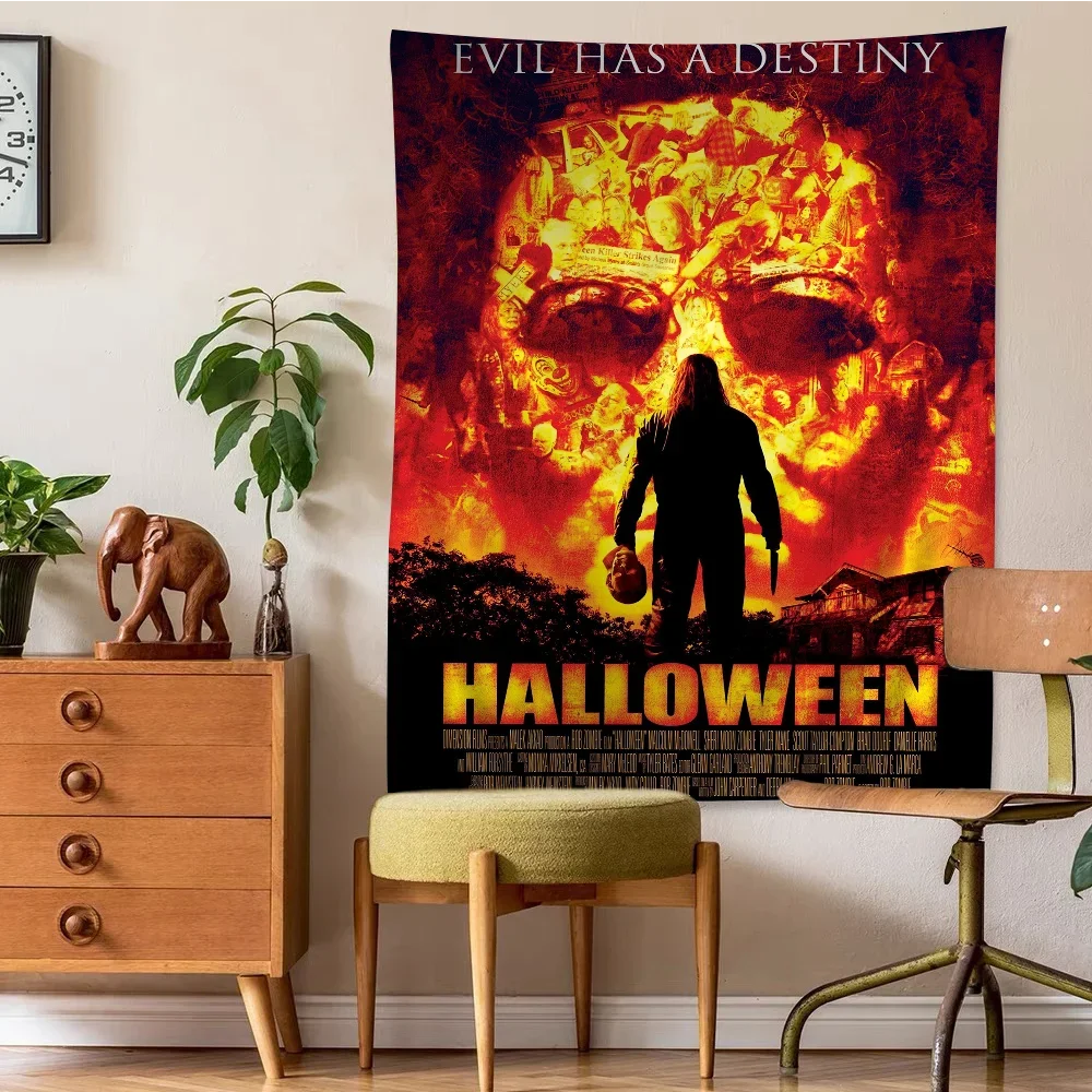 Horror Movies Halloween Michael Myers Classic Vintage DIY Wall Tapestry Hanging Tarot Hippie Wall Rugs Dorm INS Home Decor