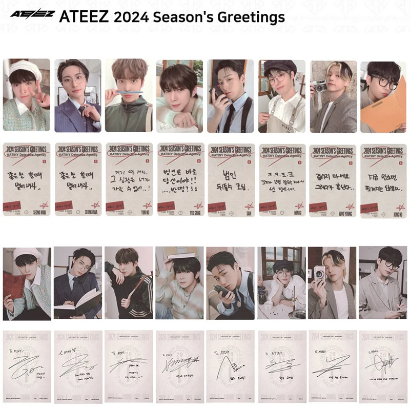 KPOP Nieuwe Album 8 stks/set ATEEZ 2024 Seizoensgroeten Fotokaart Collector Card LOMO Card Hongjoong Yunho Yeosang Mingi Postkaart