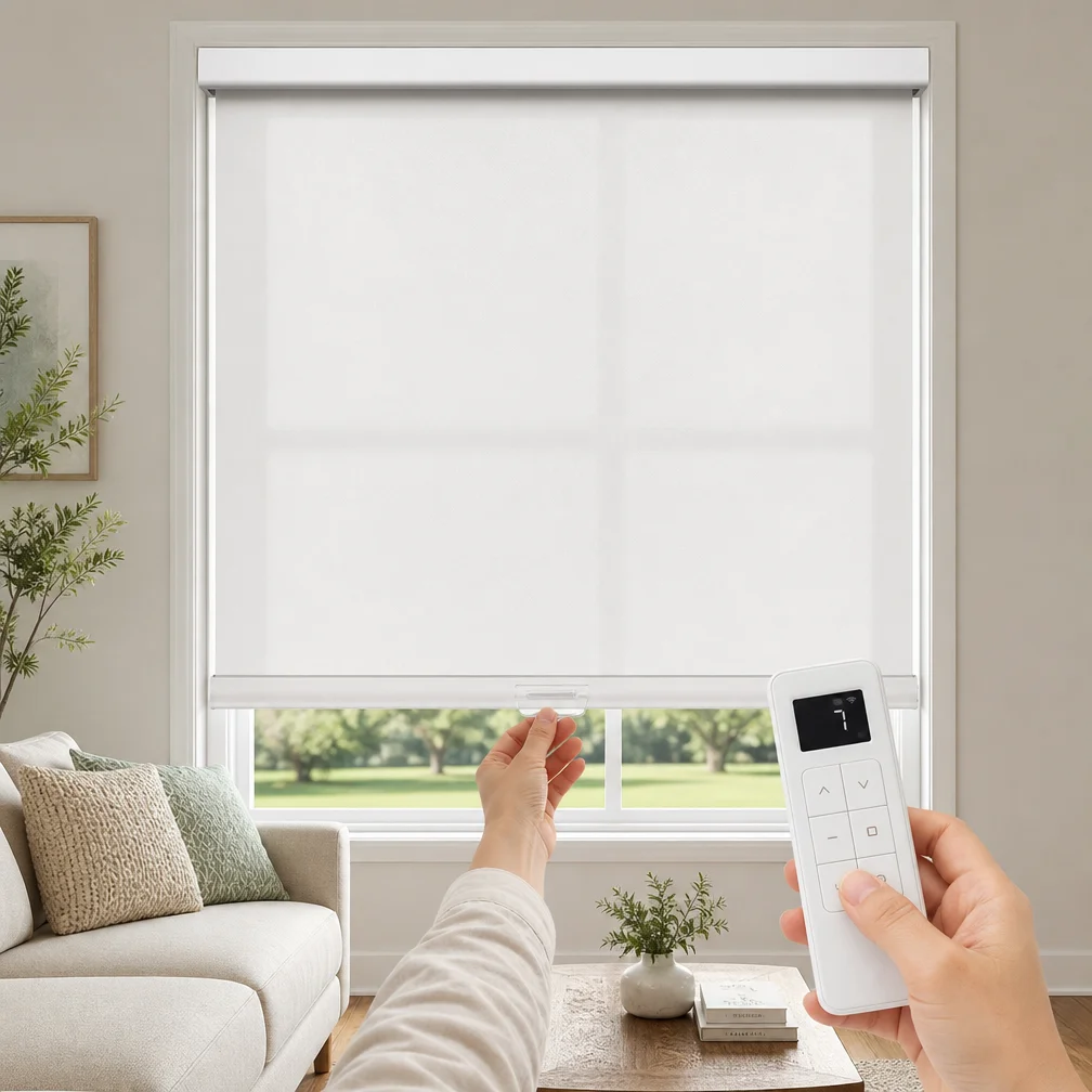 UV Protection Spring Operation Remote Control Wholesale OEM Blackout Motorized Manual Roller Shades Blinds For Window
