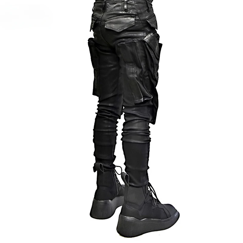 

Wasteland Dark Yamamoto Style Woman Techwear Avant-Garde Multi-Pocket Slim Fit Stretch Black Casual Overalls Men's Skinny Pants