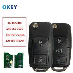 Okey Fernbedienung Auto Schlüssel Für VW Volkswagen Golf Passat Polo Jetta Touran Bora Sharan FRAGEN 5FA009263-10 1K0959753G 433mhz ID48