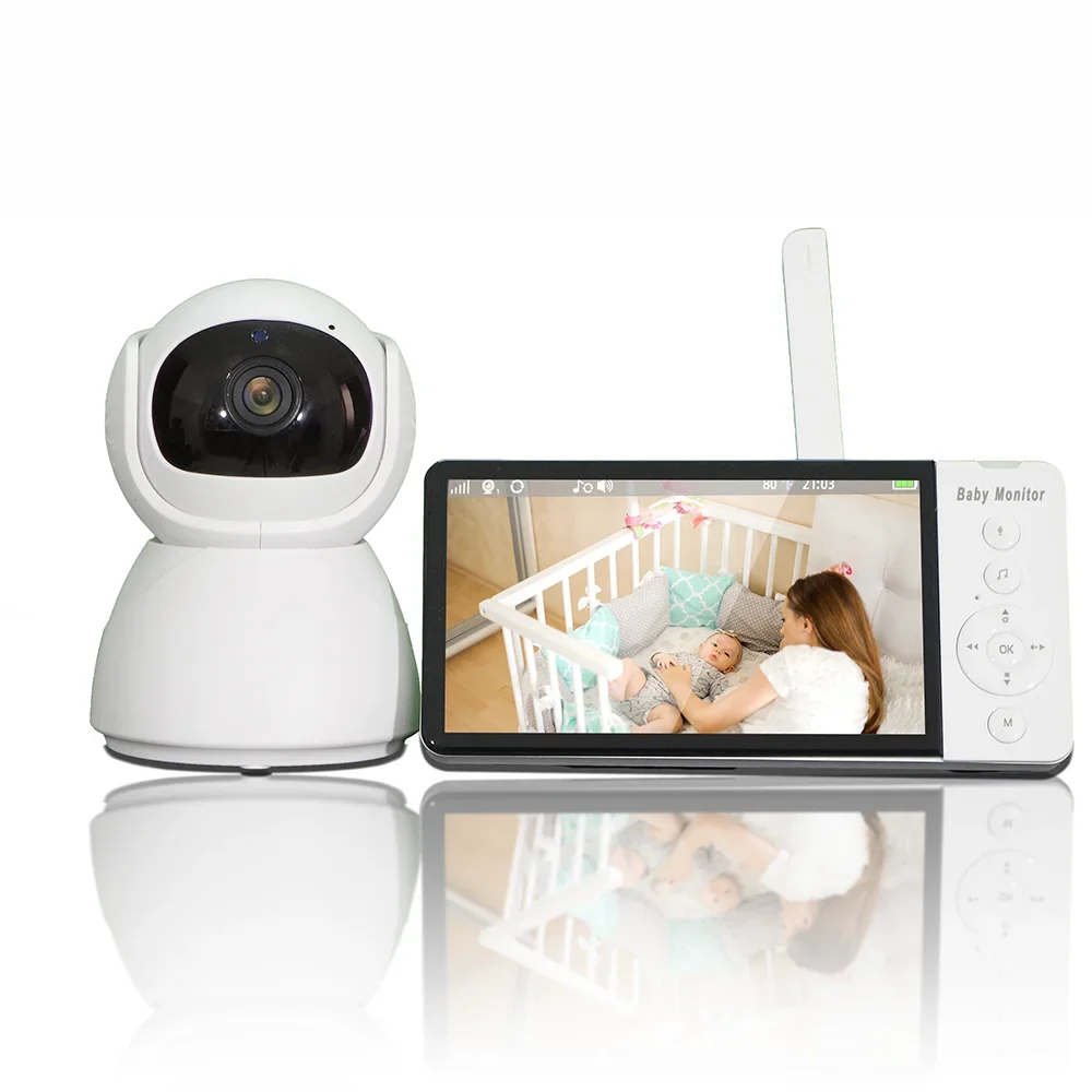 Visture 5 Inch Baby Monitor HD IPS Screen Wireless Video With PTZ Camera Night Vision 2-Way Audio VOX Lullaby Record Camera