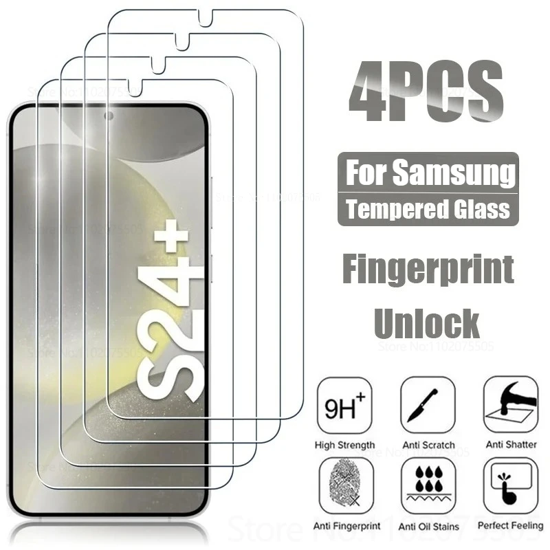 

4Pcs HD Tempered Glass for Samsung Galaxy S24 Plus S24 Ultra S24 FE Anti-Scratch Screen Protector for Samsung S25 Ultra S25 Plus