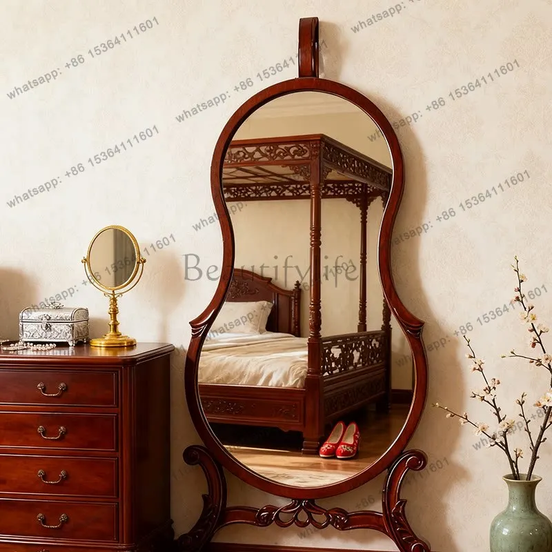 D33 French retro art violin decorative mirror medieval home floor-to-ceiling full-body mirror