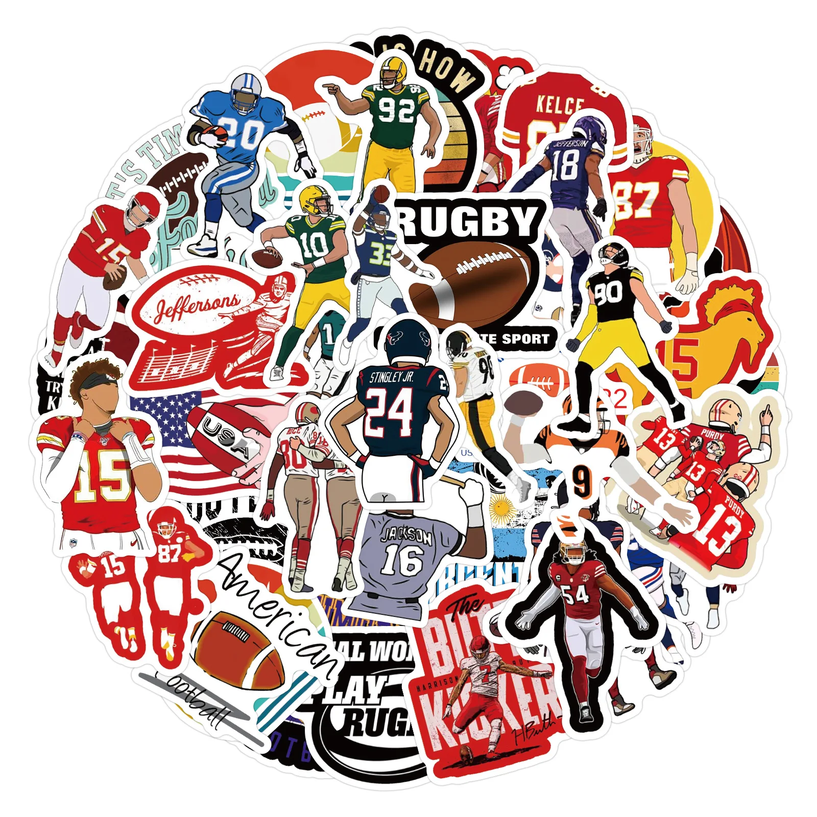 55/110PCS American NFL Sports Stickers  Football Stickers Rugby Graffiti DIY Phone Laptop Water Cup Car Luggage Toys Sticker