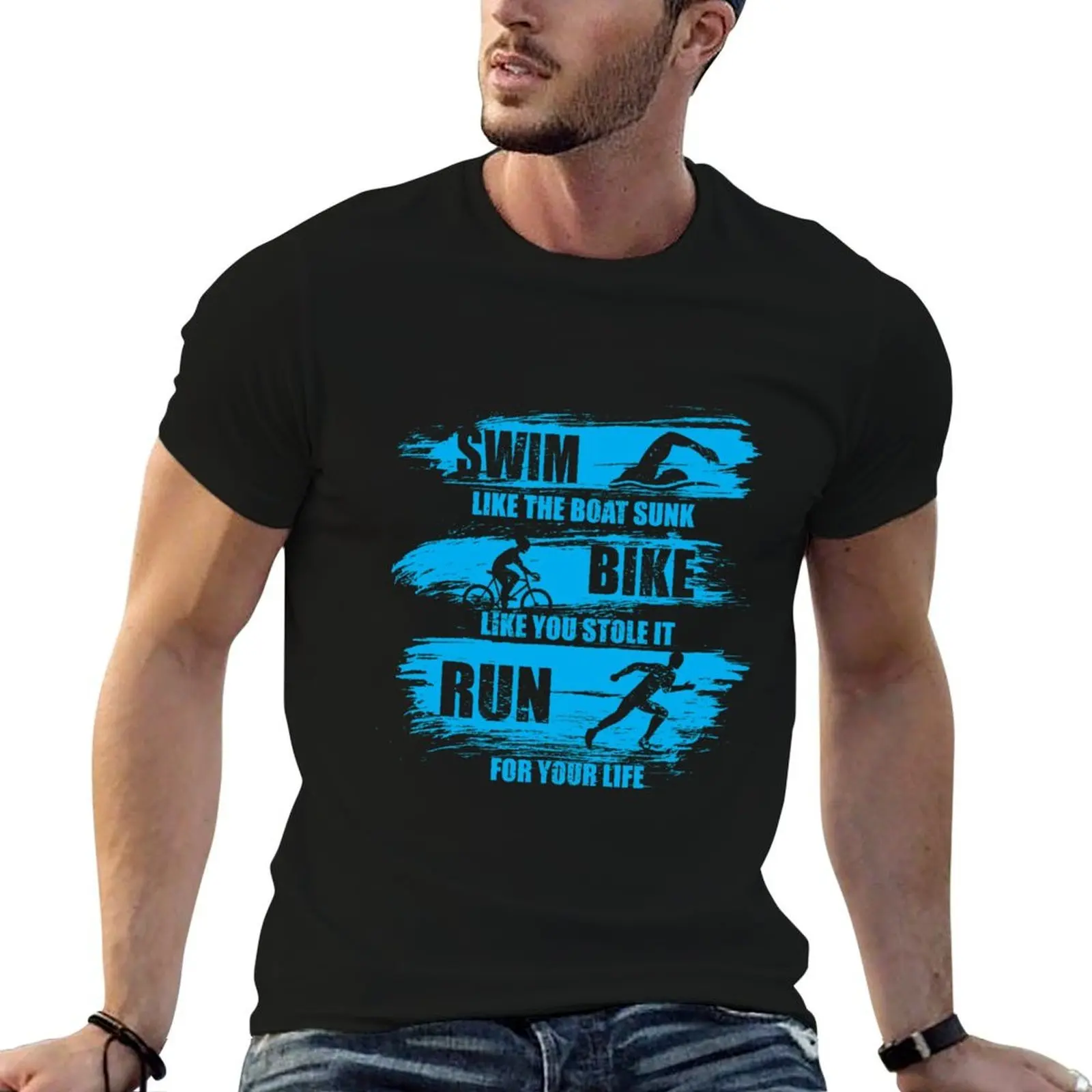 

Stole man It t shirt Triathlon Sunk Like Swim graphic T-Shirt Run Boat You Sport For The Your Life, Like Bike