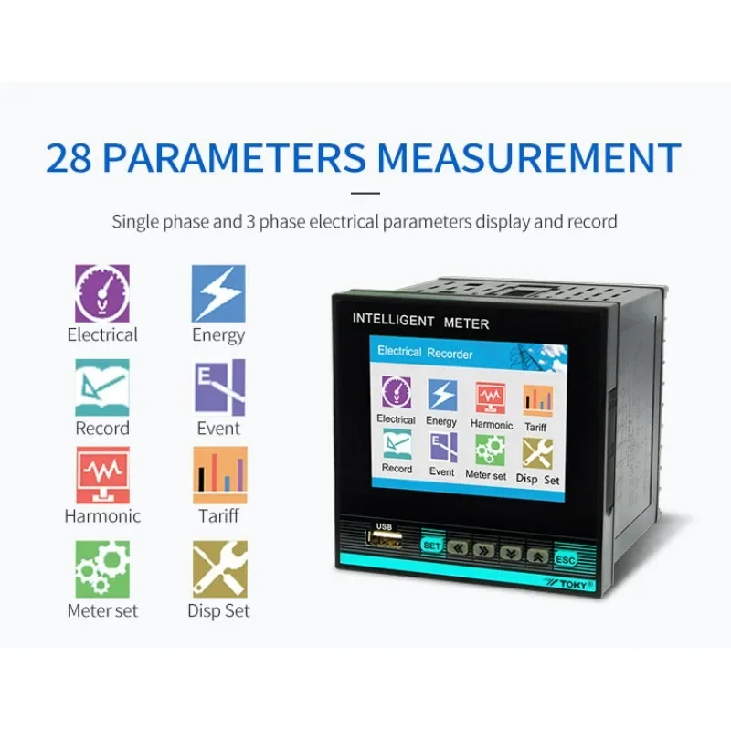 LCD Display Intelligent High Precision Multi-function 3 Phase Recorder Power Meter With RS485