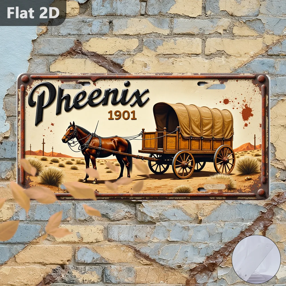 Vintage Blechschild Phoenix Wagon 1901 Retro Wanddekoration 12x5,9 Zoll Outdoor Garage Kunst Geschenk