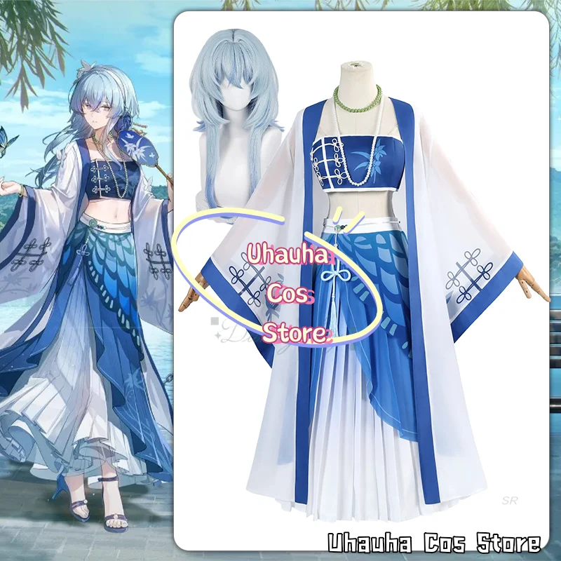 

Игра Wuthering Waves The Shorekeeper West Lake Collaboration Косплей Костюм Парик Платье Hanfu Полный комплект Хэллоуин Карнавал