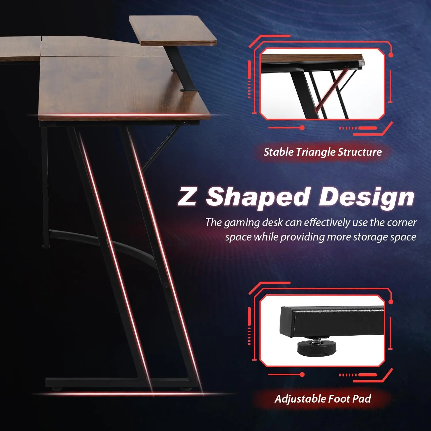 L Shaped Gaming Desk, Mesa do computador com grande desktop, Estudar e trabalhar, Casa e local de trabalho