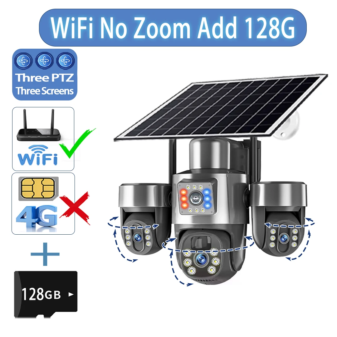 20MP 4 Lens 4G Solar Camera 10X Optical Zoom 3-PTZ Outdoor WiFi Three Screen Auto Tracking WiFi Surveillance Cameras V380 Pro image 3