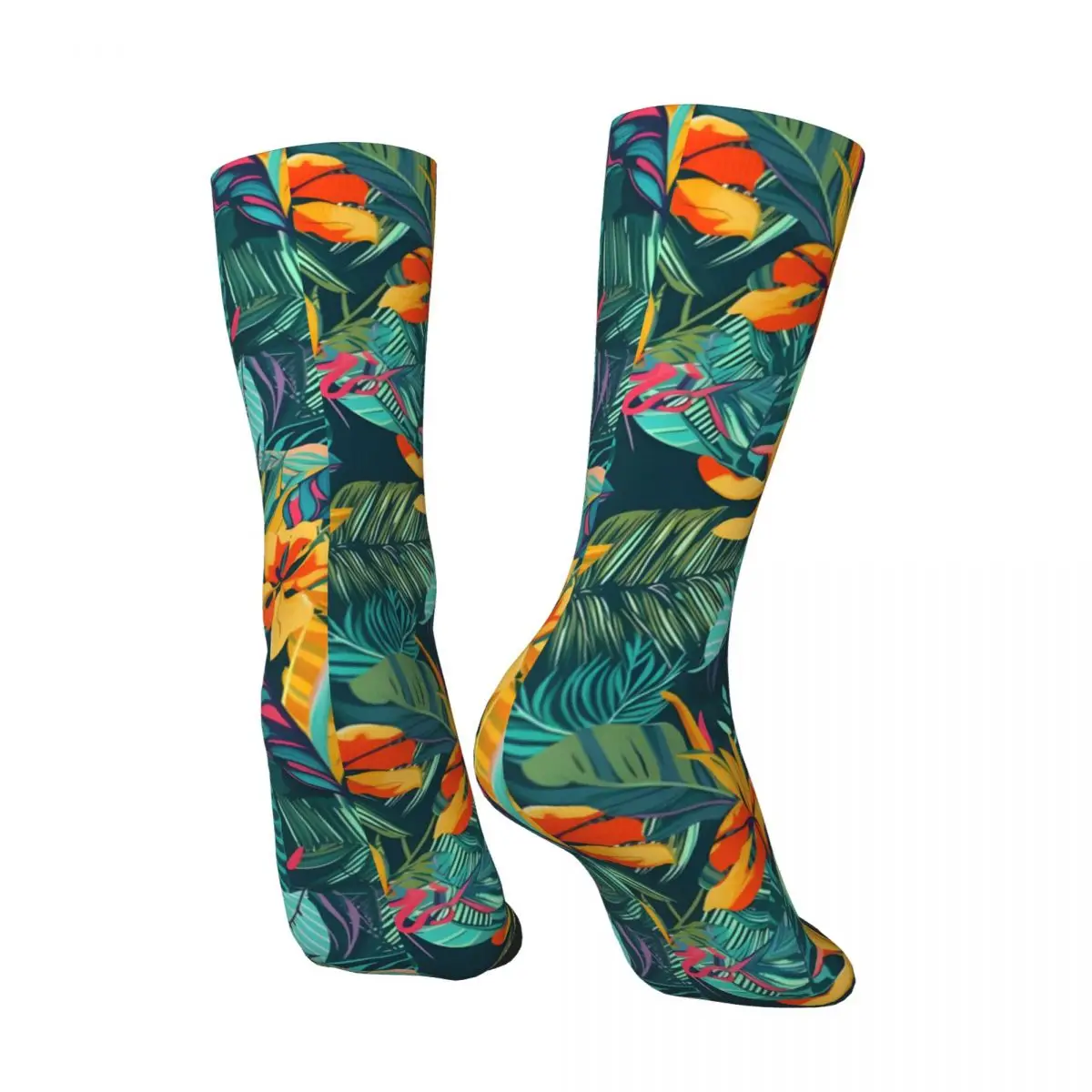 Tropical Prints In Bold Colors Men's Socks Vintage Harajuku Street Style Novelty Seamless Crew Sock